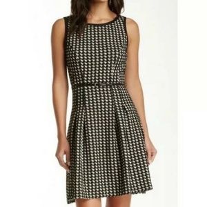 Max Studio Houndstooth Pleated Dress
